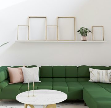 Living room in house with modern interior design. 3d render